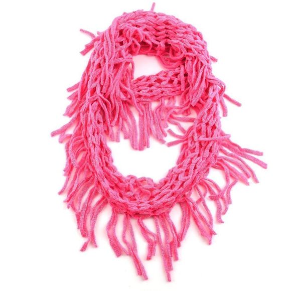 4 for $20 Knit Scarf with Pom Pom Trim and Hanger Pink - Picture 1 of 3